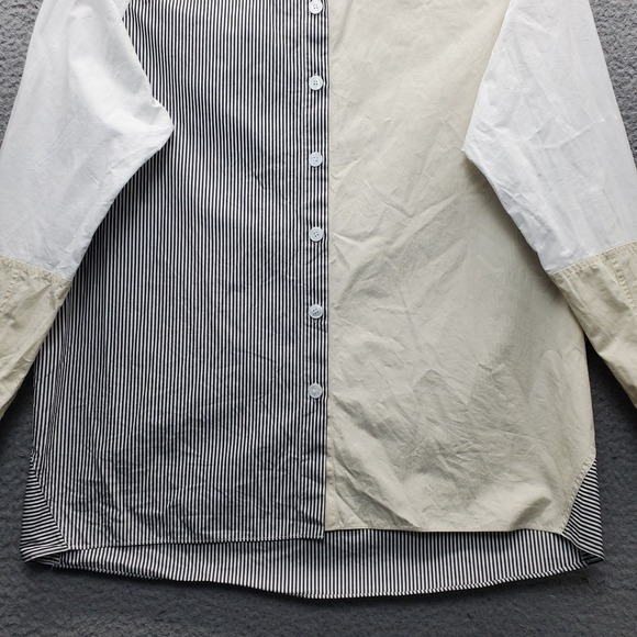 LAFAYETTE 148 New York Shirt Womens XS Multi Colorblock Striped Collar Button Up - Picture 11 of 11